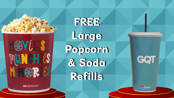 FREE Large Popcorn & Soda Refills