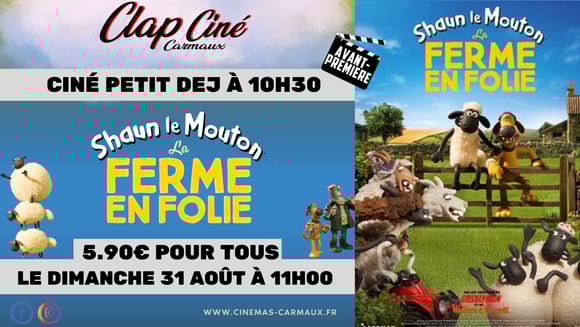 📣AVANT-PREMIÈRE et CINE PETIT DEJ de "SHAUN LE MOUTON : LA FERME EN FOLIE" 📣