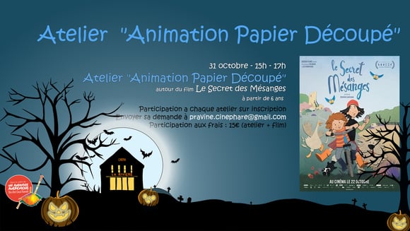 Atelier cinéma enfants : papier découpé lié au film "Le secret des mésanges"