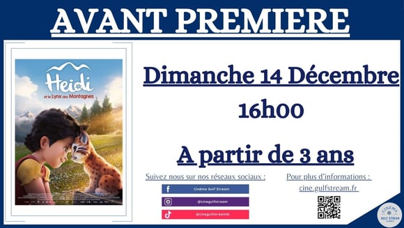 AVANT-PREMIERE "HEIDI" Dimanche 14 Décembre à 16h00