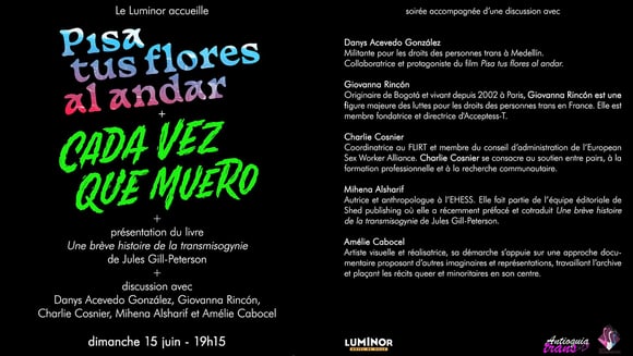 Dim 15 juin > Ciné-rencontre : Cada vez que muero (1h30) + Pisa tus flores al andar (15 min)