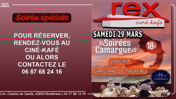Soirée Camargue au ciné kafé le samedi 29 mars 2025 à partir de 19 h