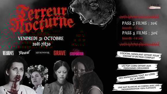 Terreur Nocturne au cinéma Rex ! Le vendredi 31 octobre 2025 à partir de 20 h jusqu'à 7h30 !