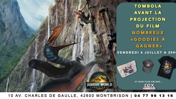 Tombola spéciale "Jurassic World" le vendredi 4 juillet 2025 à 20 h 45