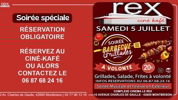 Soirée Barbecue au ciné kafé le samedi 5 juillet 2025 à partir de 18 h