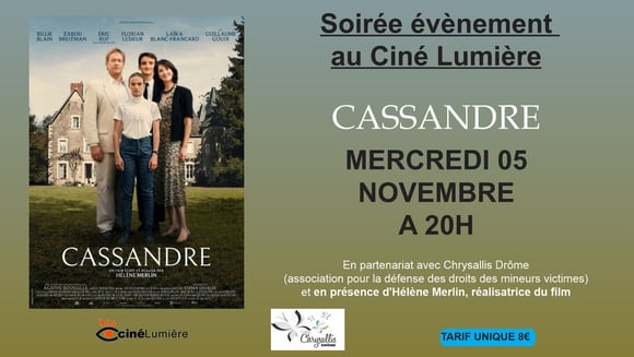 Soirée "Cassandre" mercredi 05 novembre à 20h