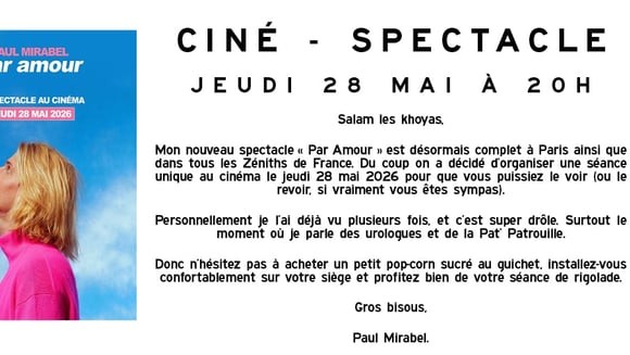 Le spectacle évènement de Paul Mirabel sur Grand écran