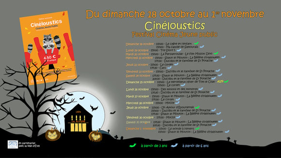 Festival Cinéloustics jeune public 18 octobre- 1er novembre