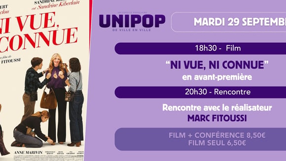 UNIPOP Ni Vue, Ni Connue - Mardi 29 septembre à 18h30