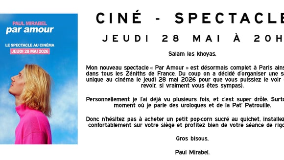 Le spectacle évènement de Paul Mirabel sur Grand écran