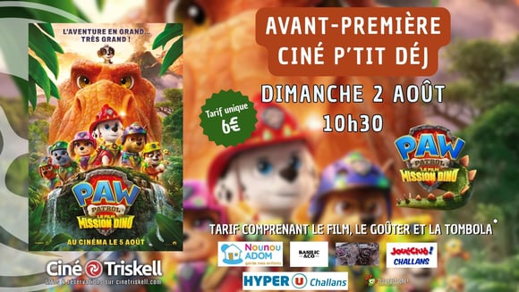 Avant Première Ciné-P'tit-Dèj - Pat'Patrouille Le film Mission Dino (copie)