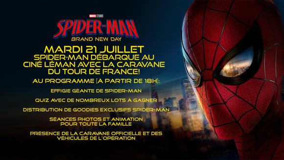🕷️ Spider-Man débarque au Ciné Léman avec la Caravane du Tour de France ! 