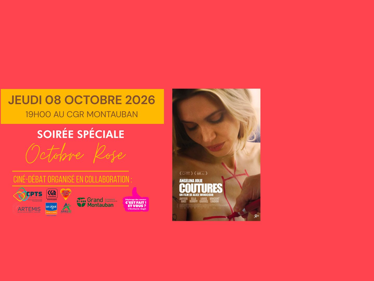 OCTOBRE ROSE - COUTURES : Un ciné-débat  le jeudi 8 octobre à 19h