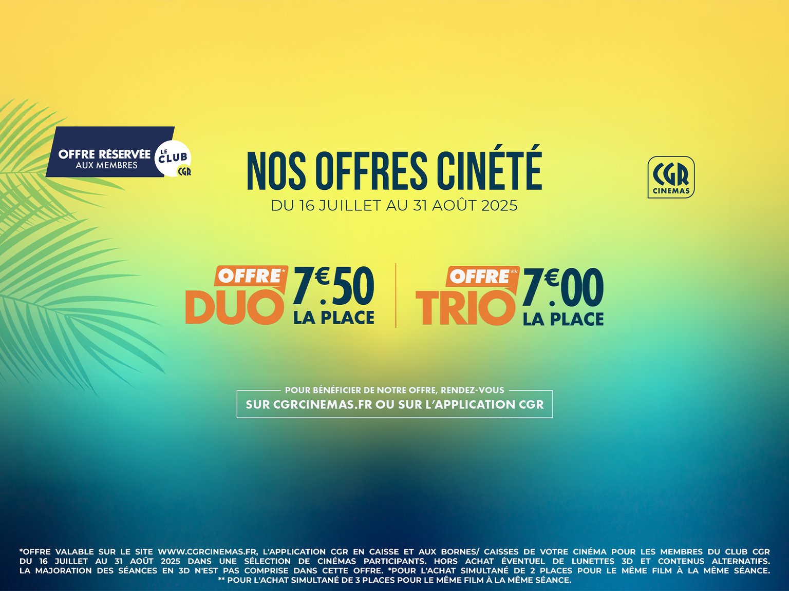 🌴 Nos Offres Cinété 2025