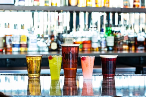 variety of draft beers and colorful cocktails