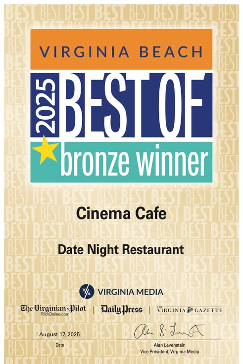 2025 Best Date Night Restaurant in Virginia Beach, Bronze Winner