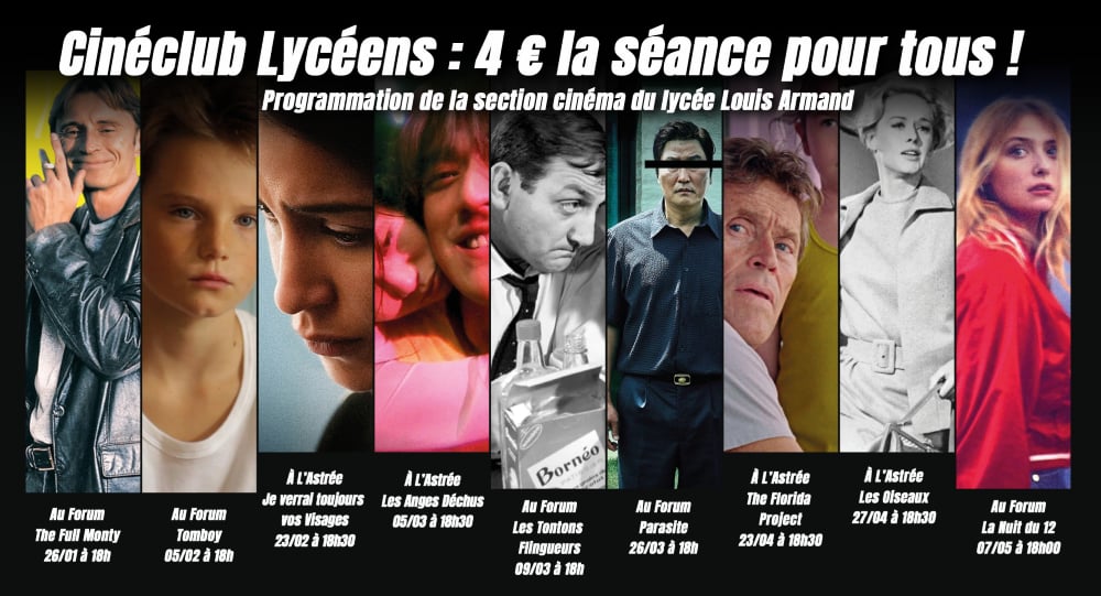 Programmation du ciné club lycéen de Louis Armand à Chambéry