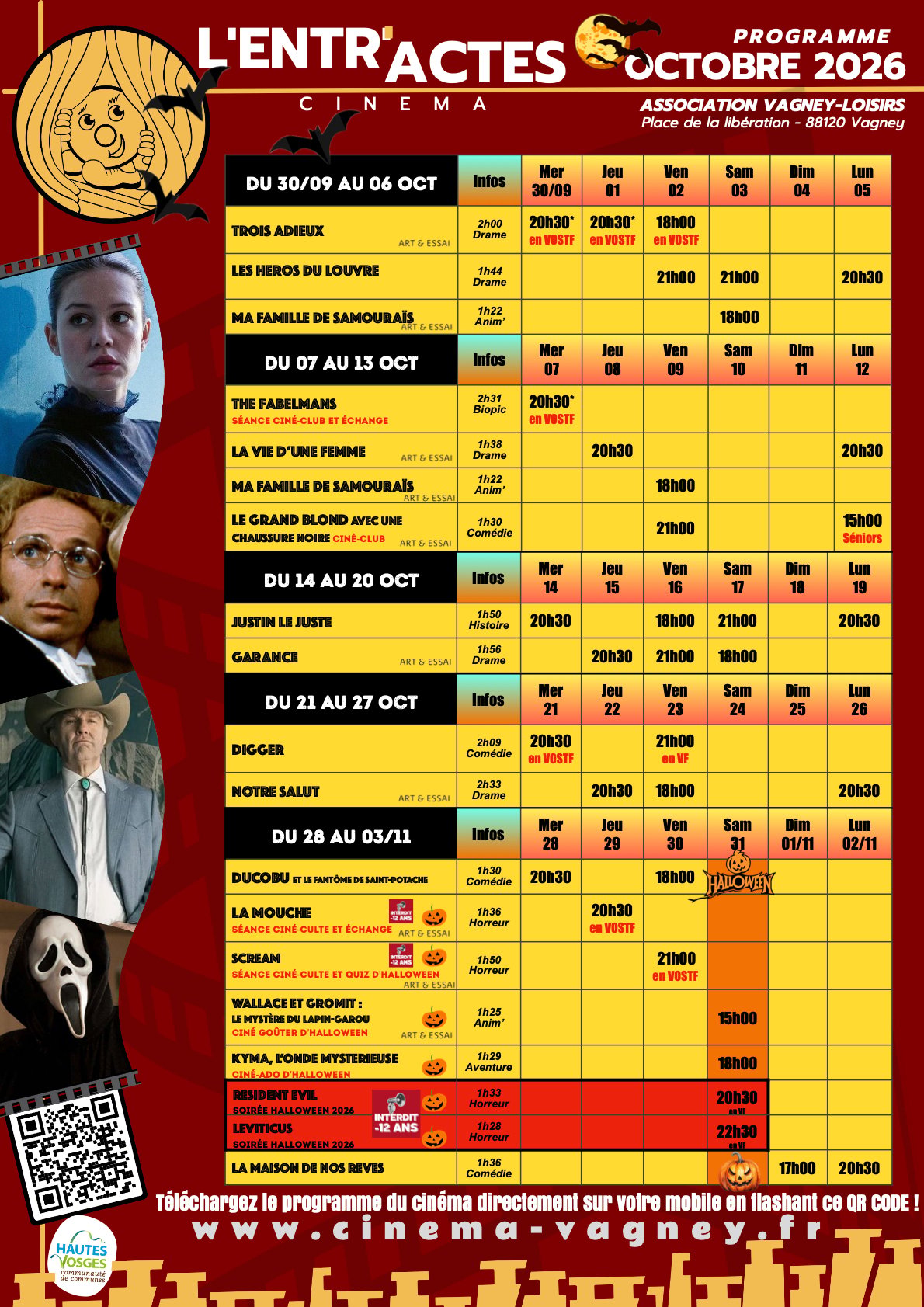Programme du mois d'octobre