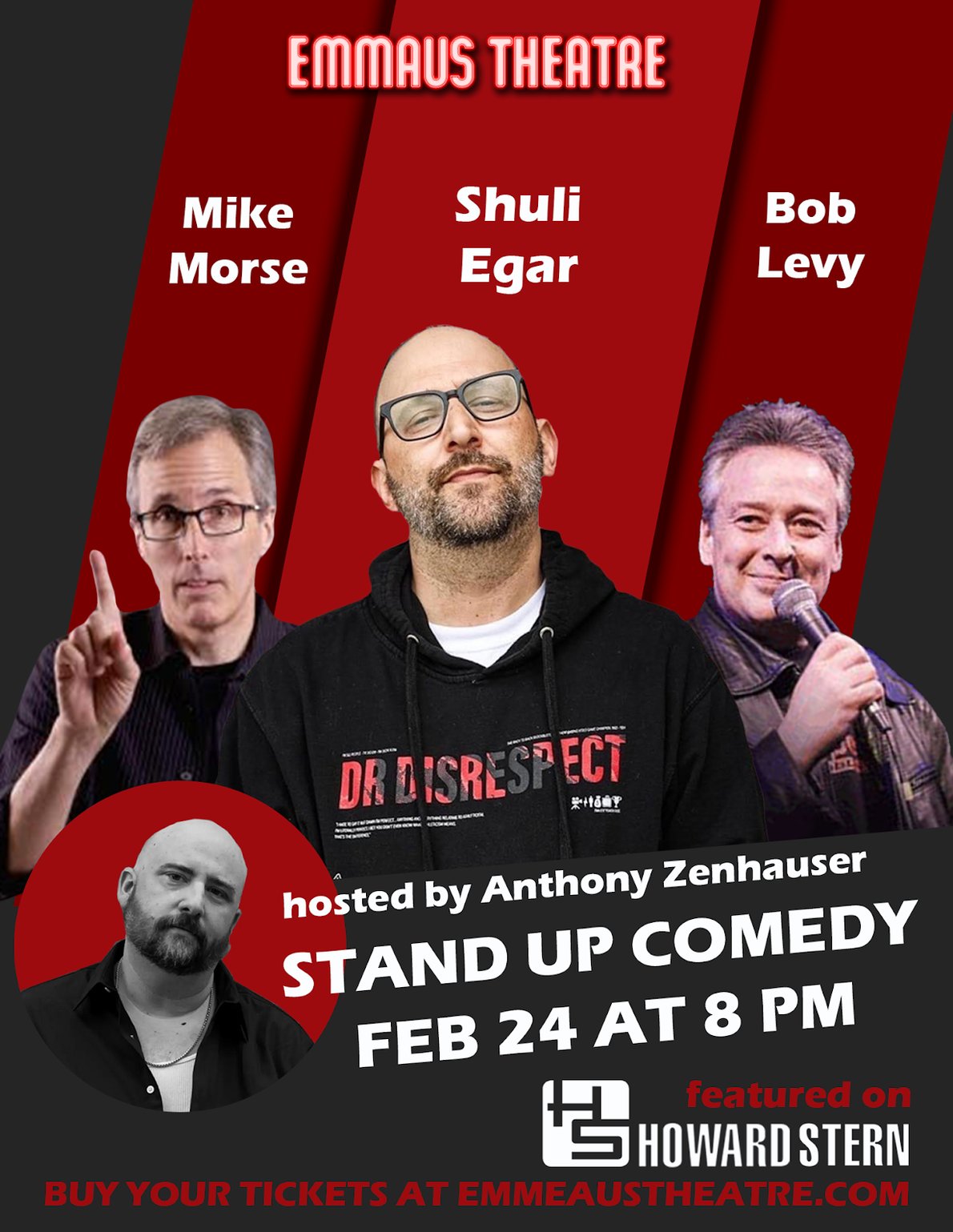 Live Comedy w/Bob Levy, Shuli Egar & Mike Mike Morse