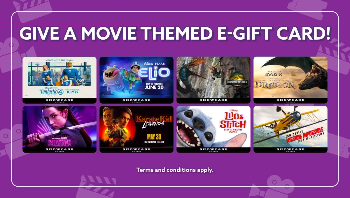 Showcase Cinemas Current Movie Blockbuster themed digital gift cards