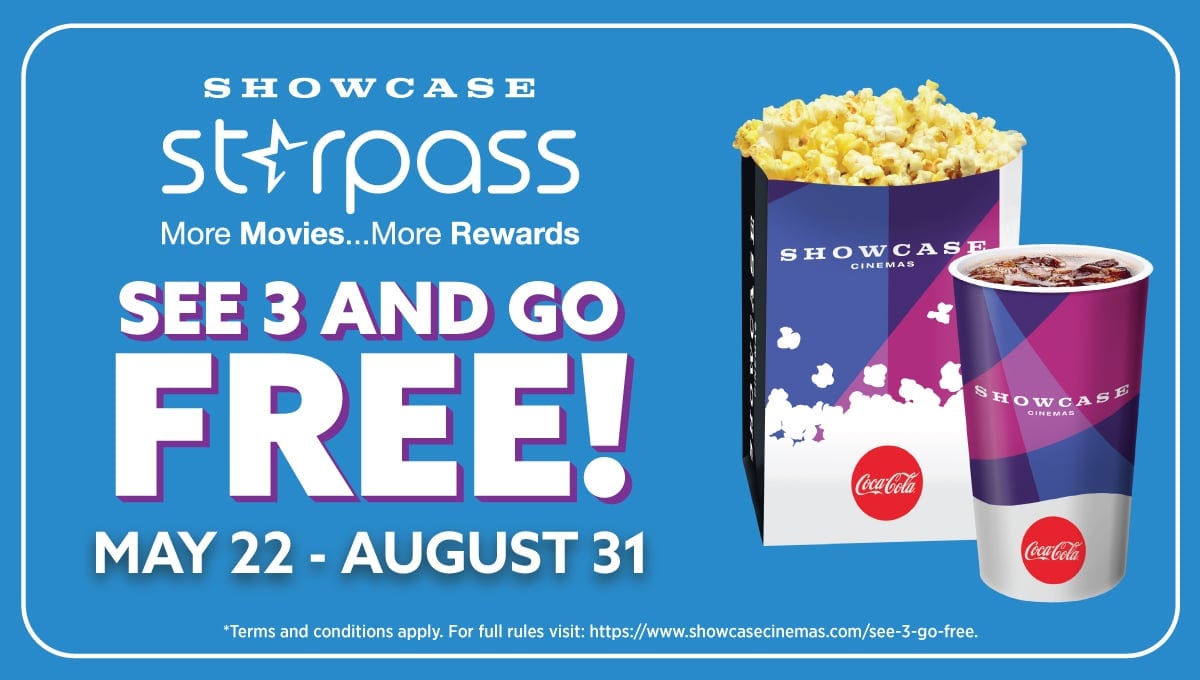 Showcase Starpass- See 3 and earn a free movie ticket