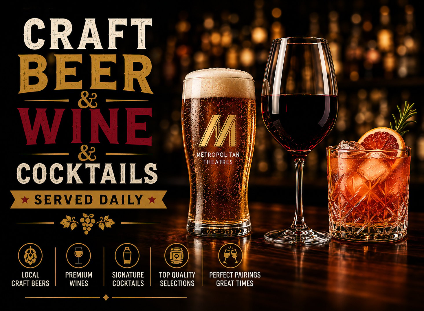 Beer, Wine & Cocktails
