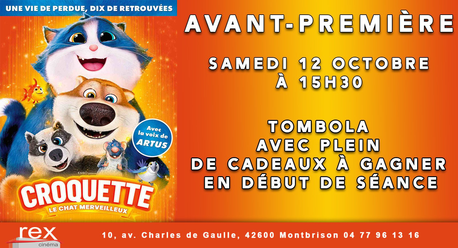 Avant-première : "Croquette le chat merveilleux" le samedi 12 octobre 2024 à 15 h 30 