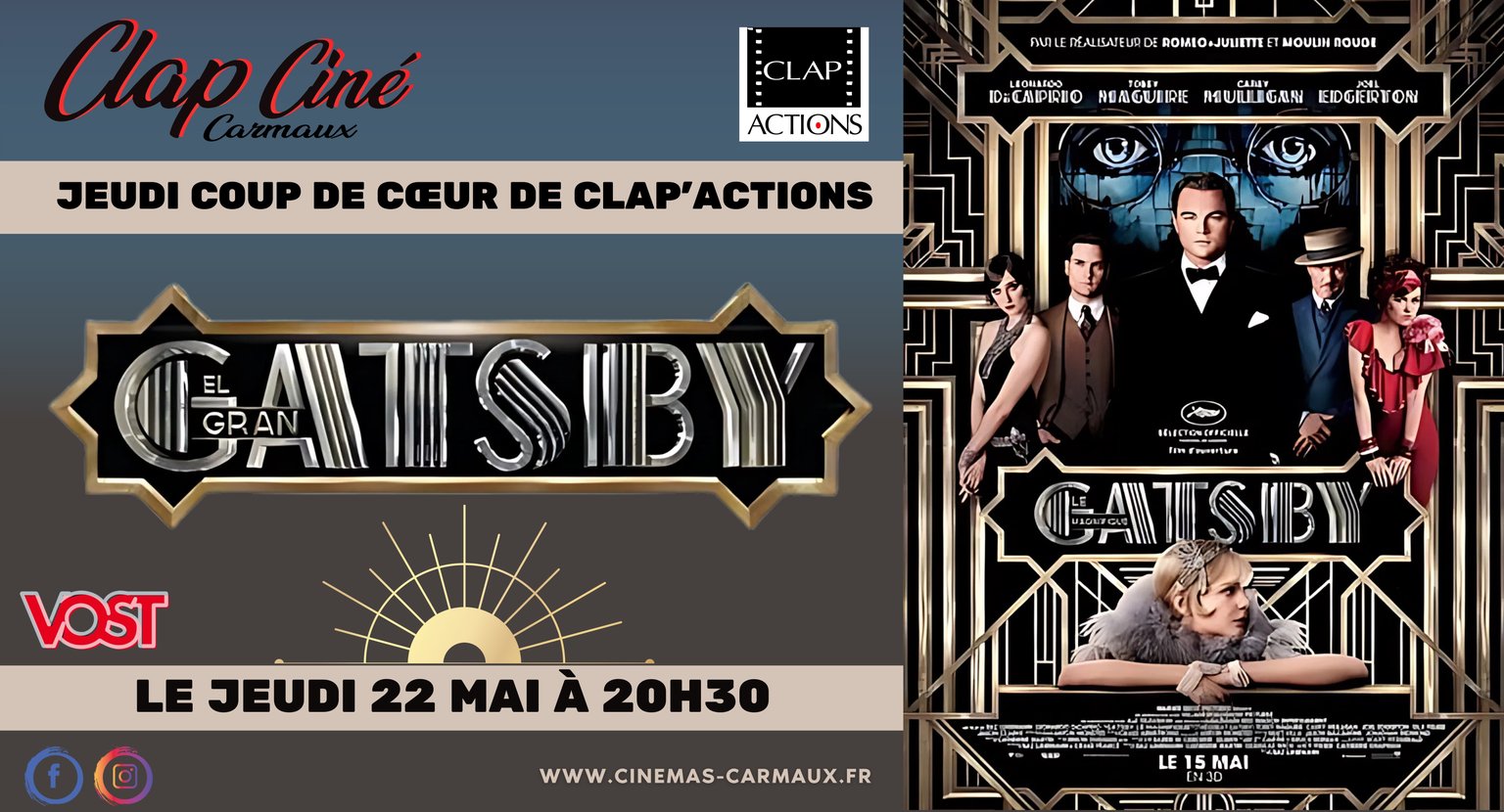 CINÉ COUP DE CŒUR DU CLAP ACTIONS :  "GATSBY LE MAGNIFIQUE"