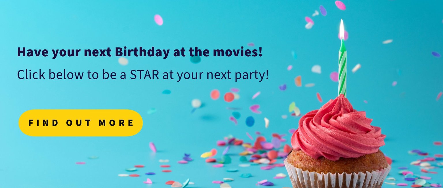 birthday cupcake image "Have your next Birthday at the movies!"