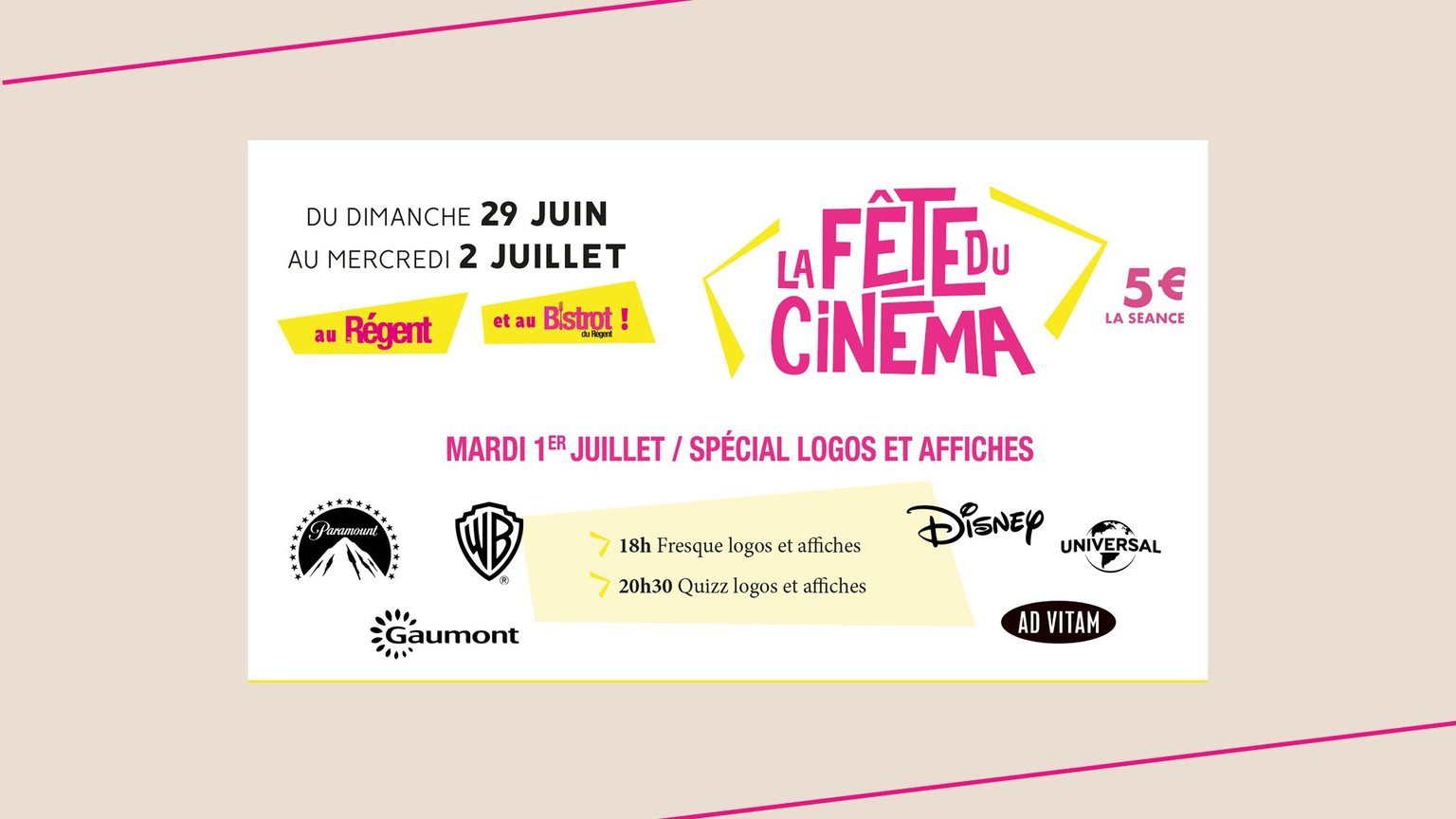 journée spéciale logo et affiches de cinéma fresque et quizz