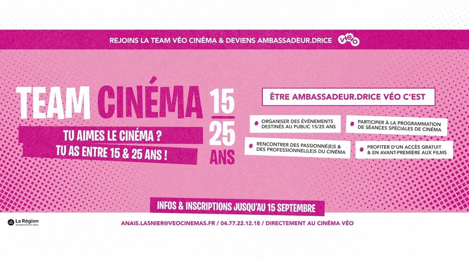 Team Véo Cinéma : Ambassadeurs 15/25 ans