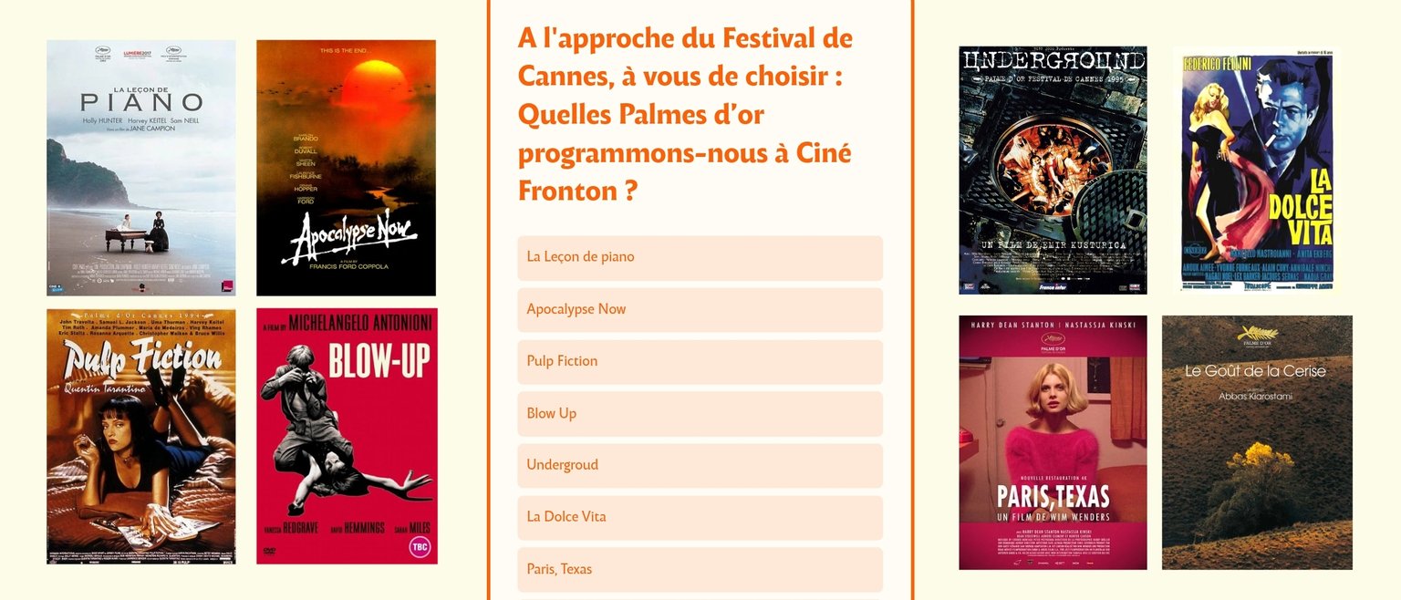 sondage prochaine Palme d'or programmée à Ciné Fronton