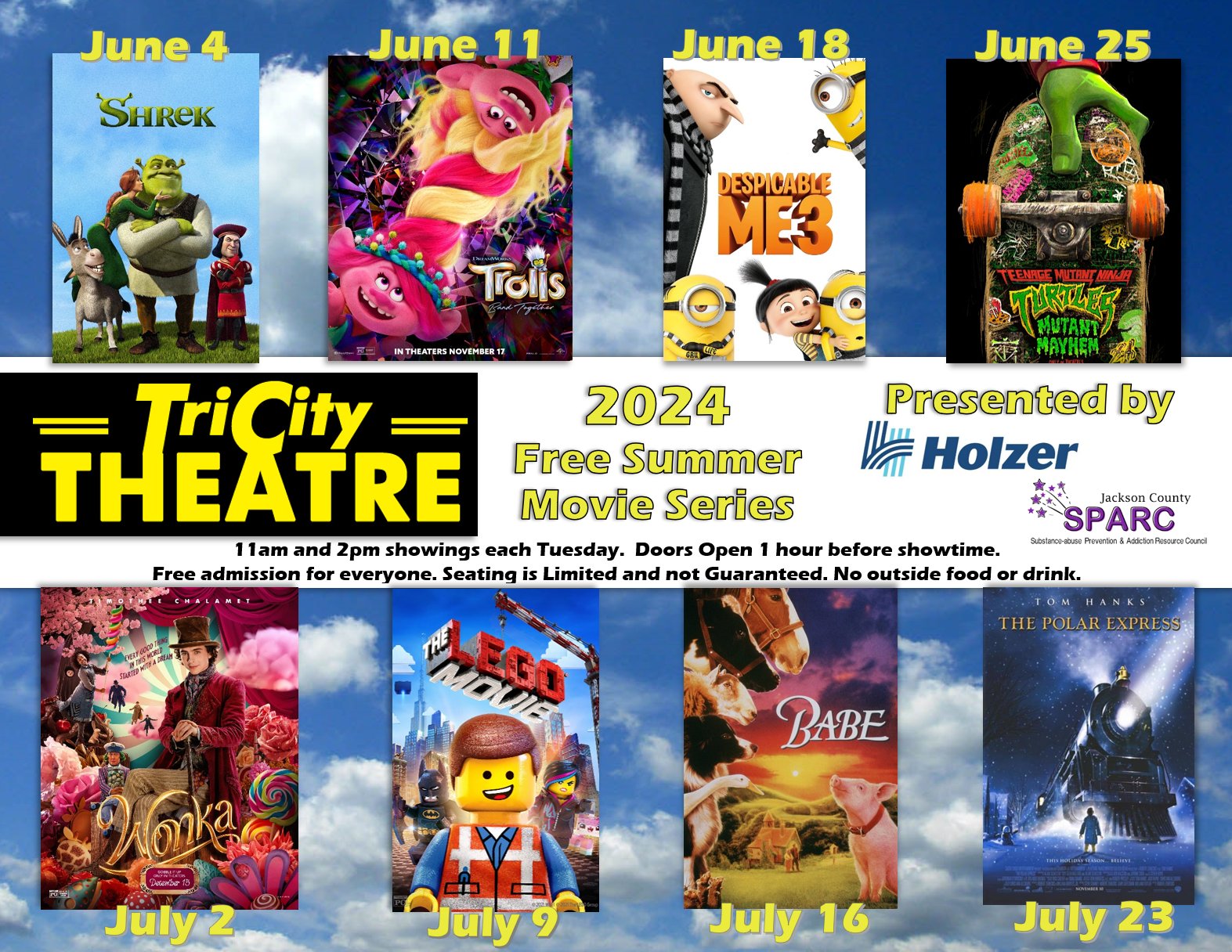 2024 Free Summer Movies Flyer