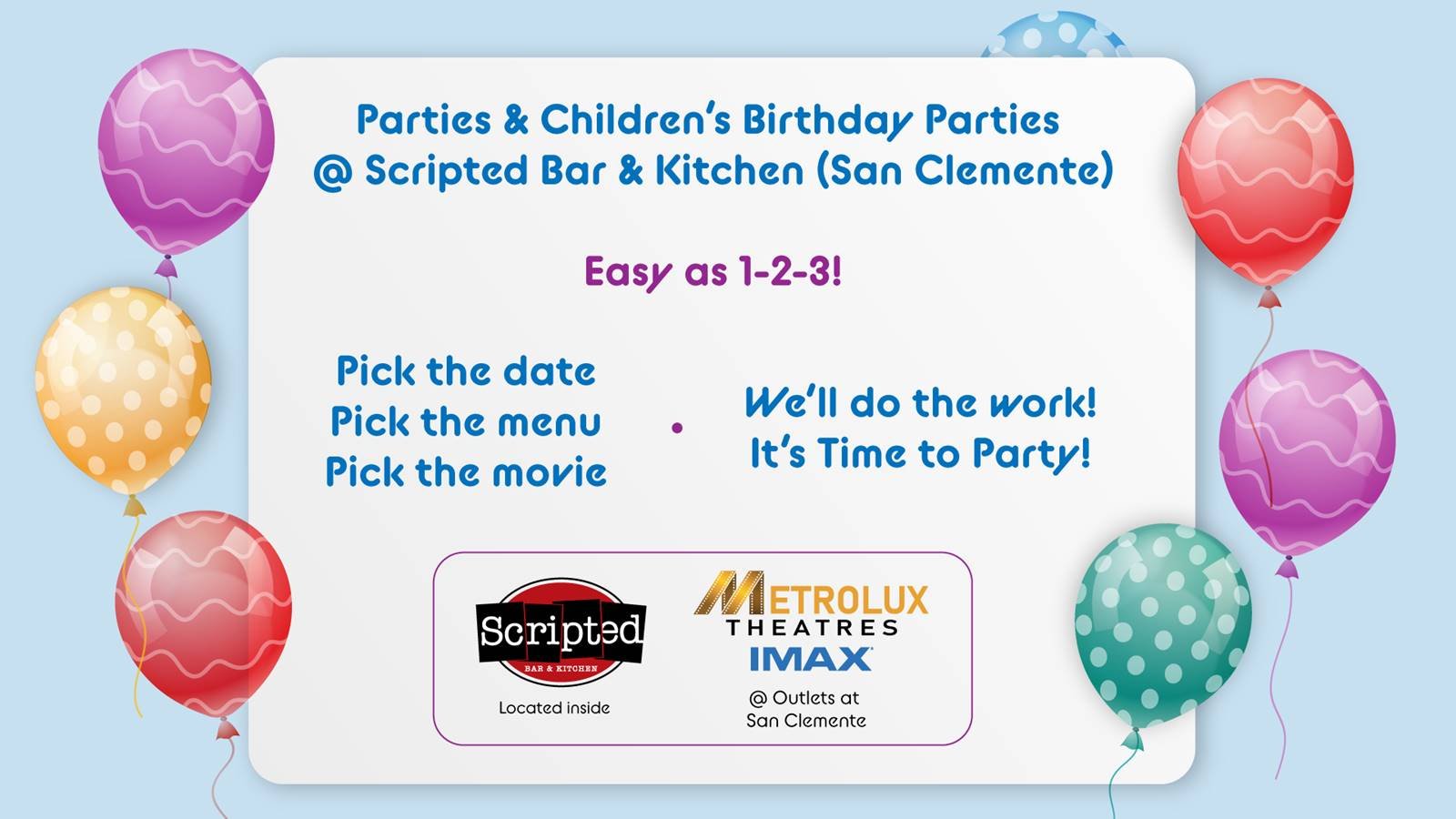 Parties & Birthday Parties @ Scripted Bar & Kitchen - San Clemente