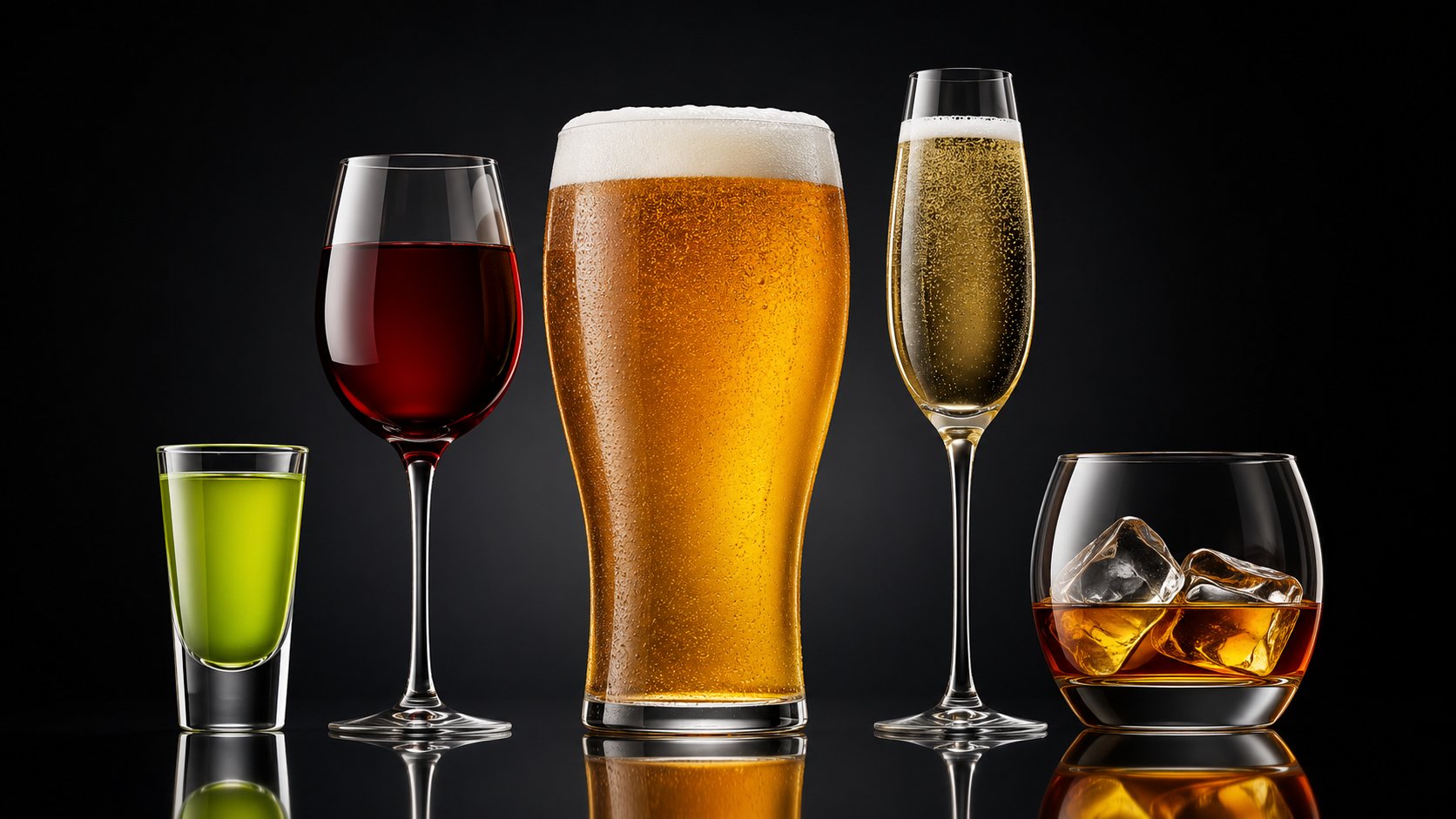 wine, beer and cocktails