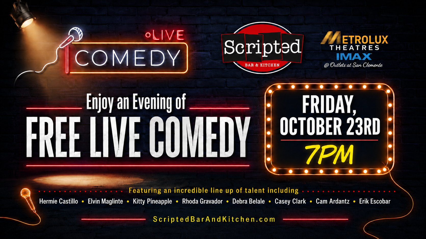 Scripted October Free Live Comedy Night