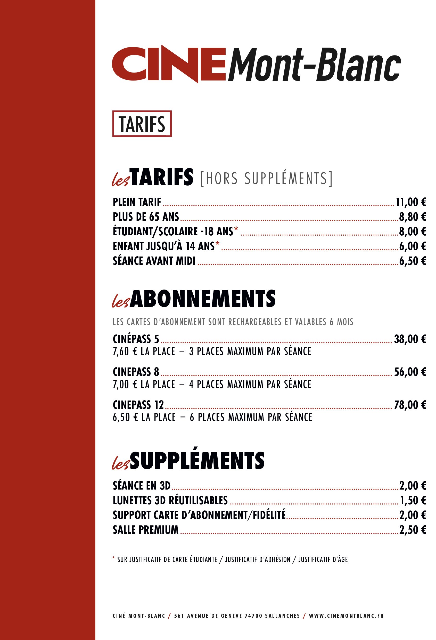 Tarifs