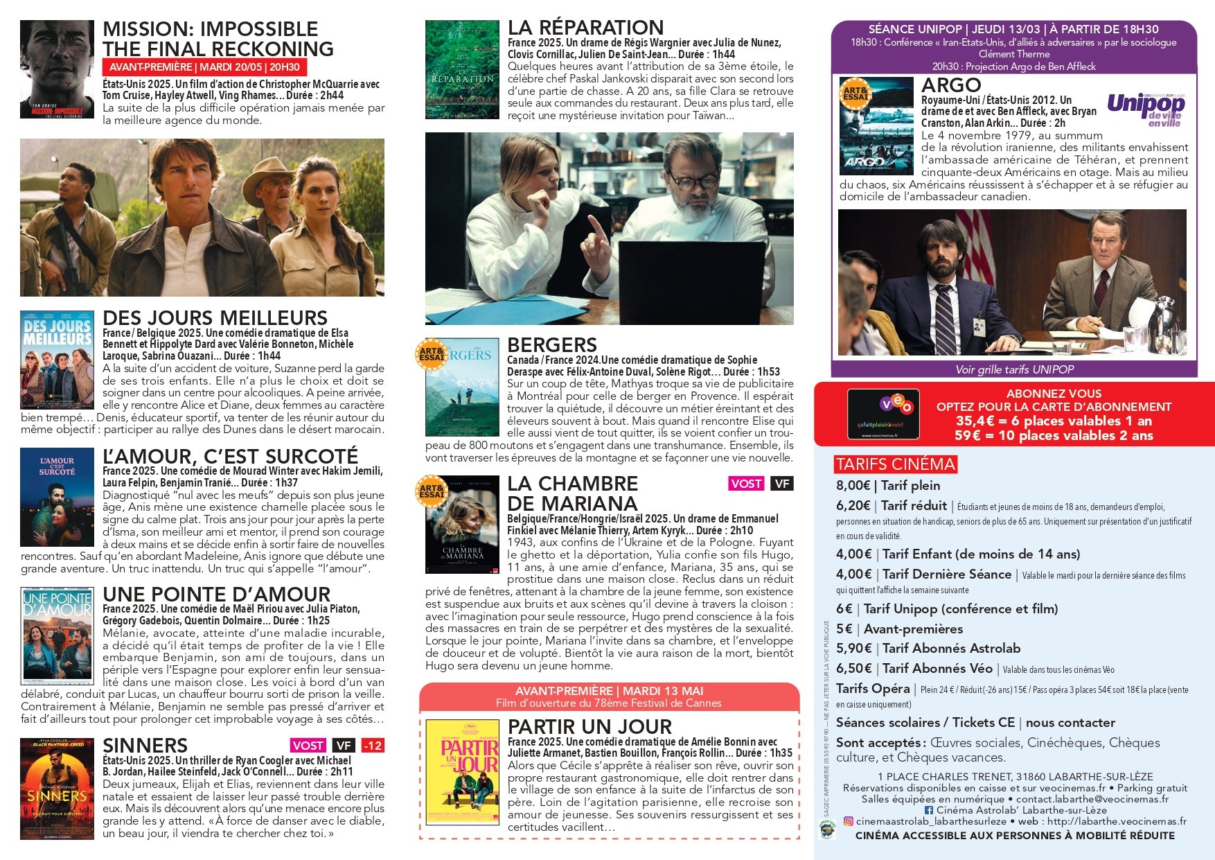 Programme cinéma Astrolab Labarthe page 1