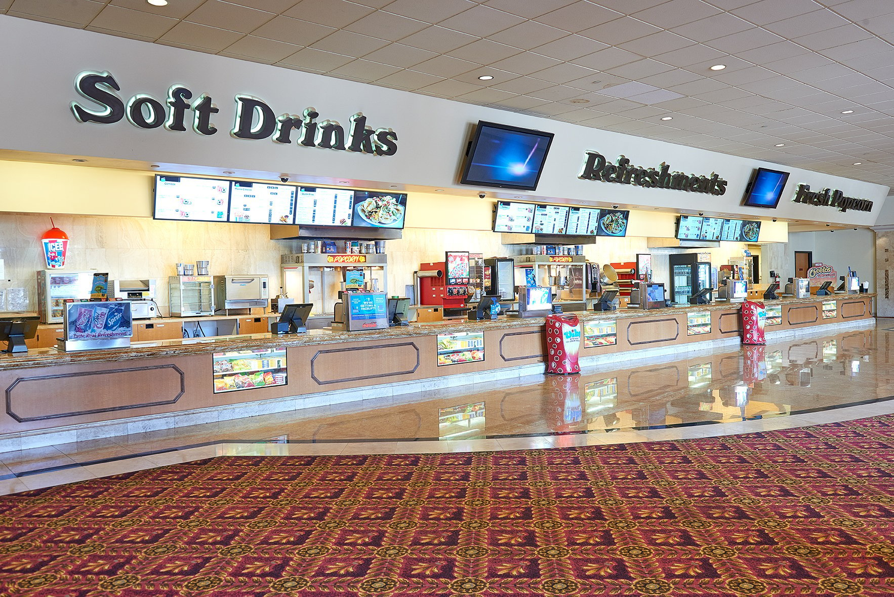 extensive food and beverage menu at movie theater