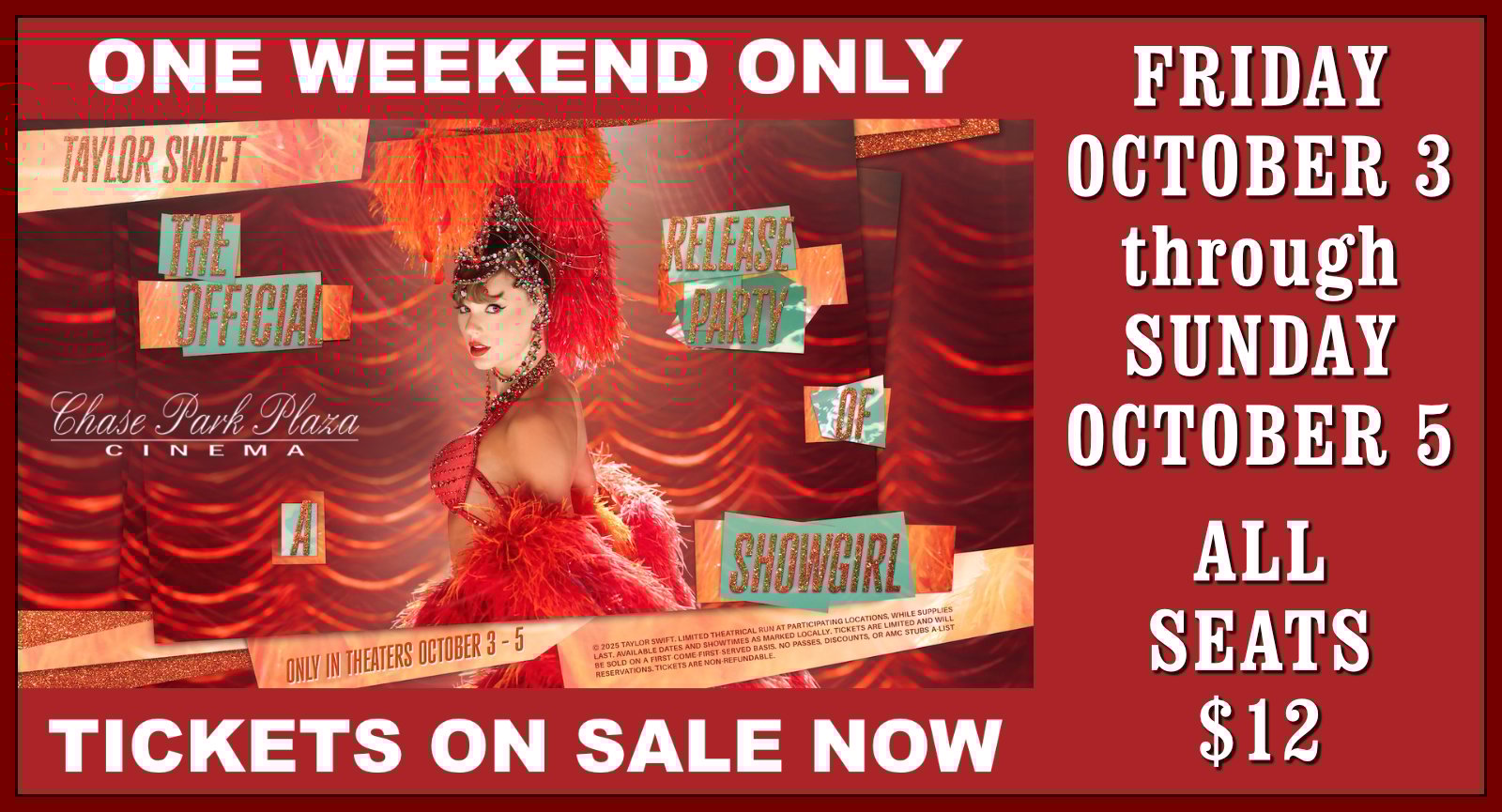 Taylor Swift Release Party of a Showgirl Banner