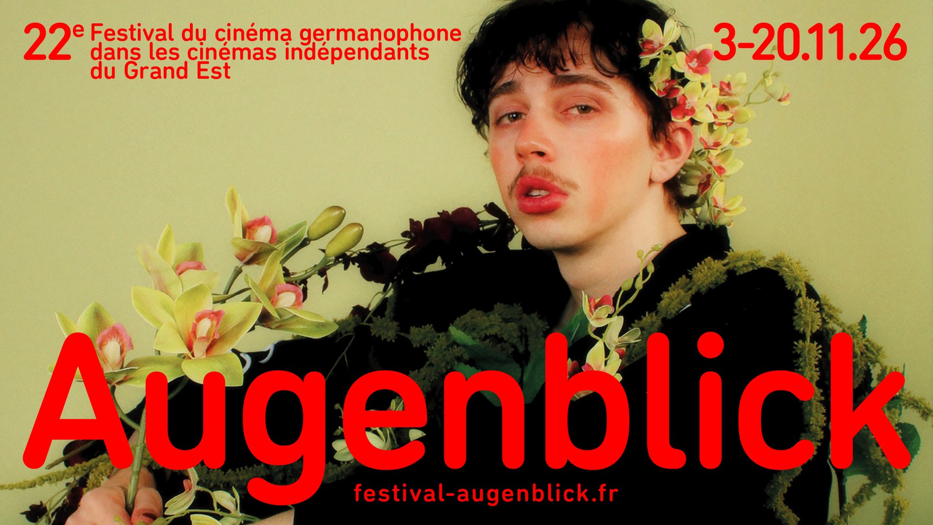 Un homme avec des fleurs dans les cheveux: l'acteur-chanteur Oskar Haag, sur l'affiche du festival Augenblick