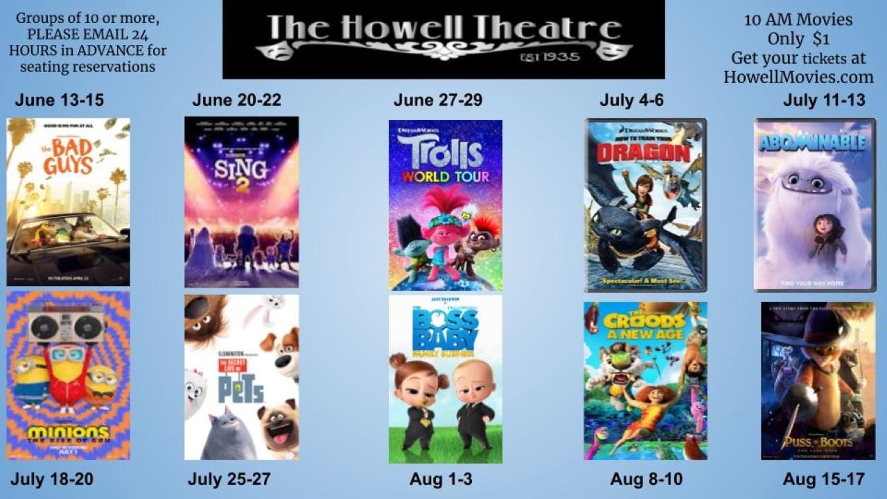 Kids Summer Movies Schedule