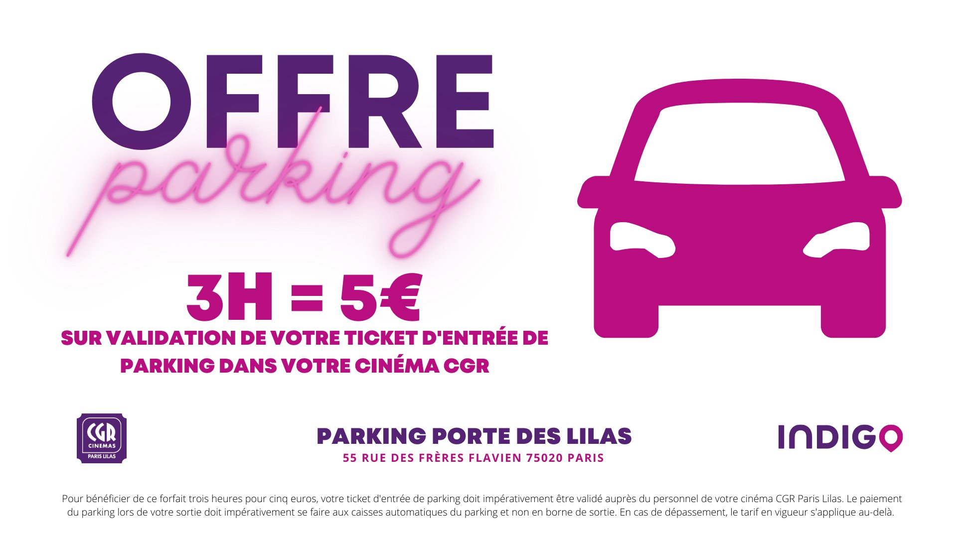 Offre Parking Indigo - 5€ pour 3H