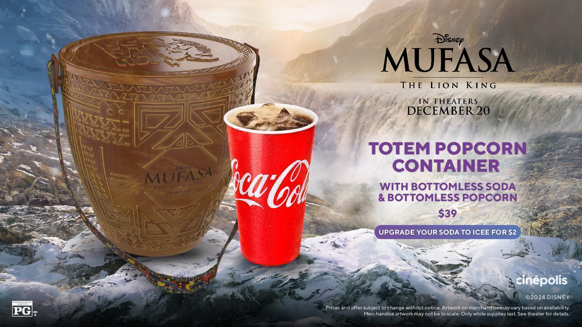 MUFASA popcorn bucket at Cinepolis