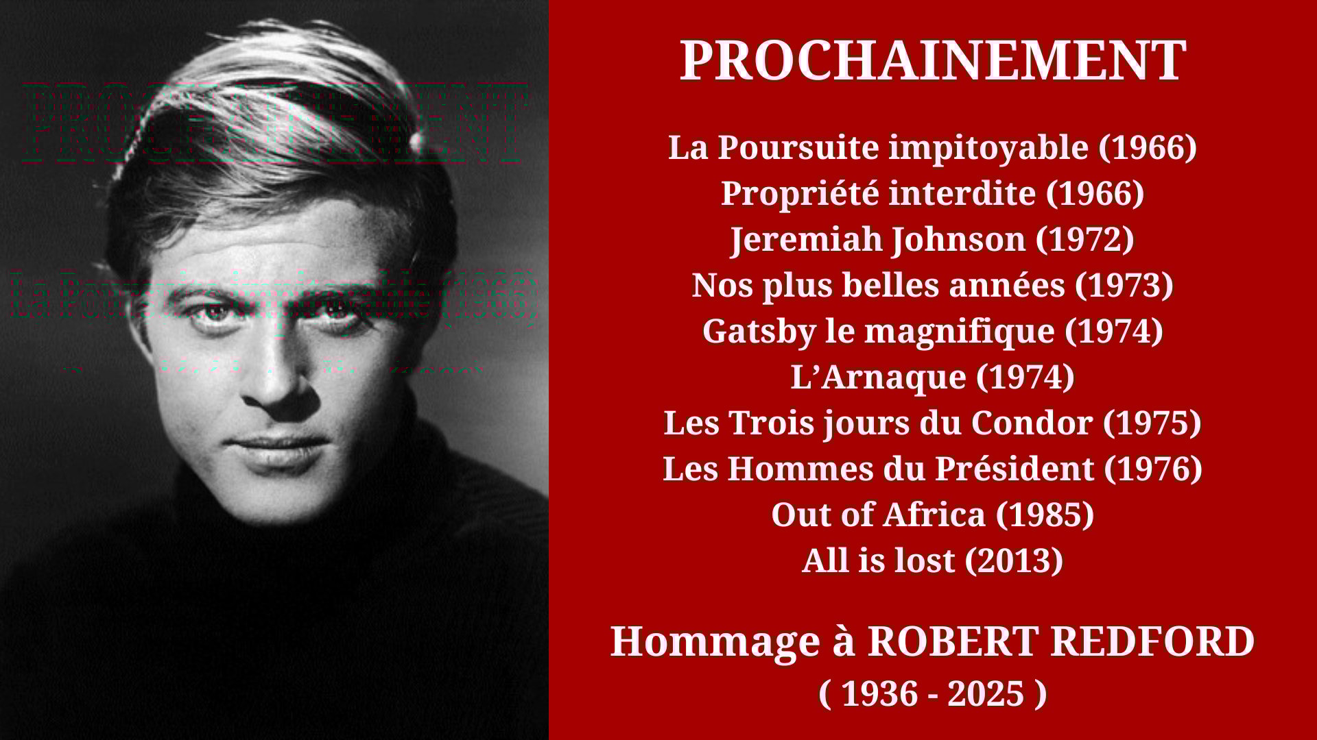 Cinéma Mac Mahon - Hommage à Robert Redford
