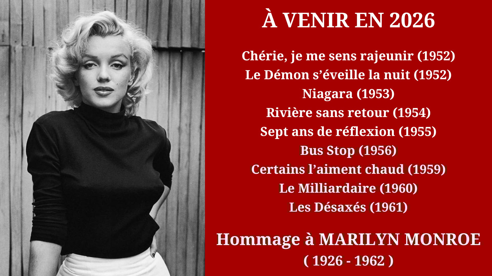 Cinéma Mac Mahon - Rétrospective hommage à Marilyn Monroe 2026