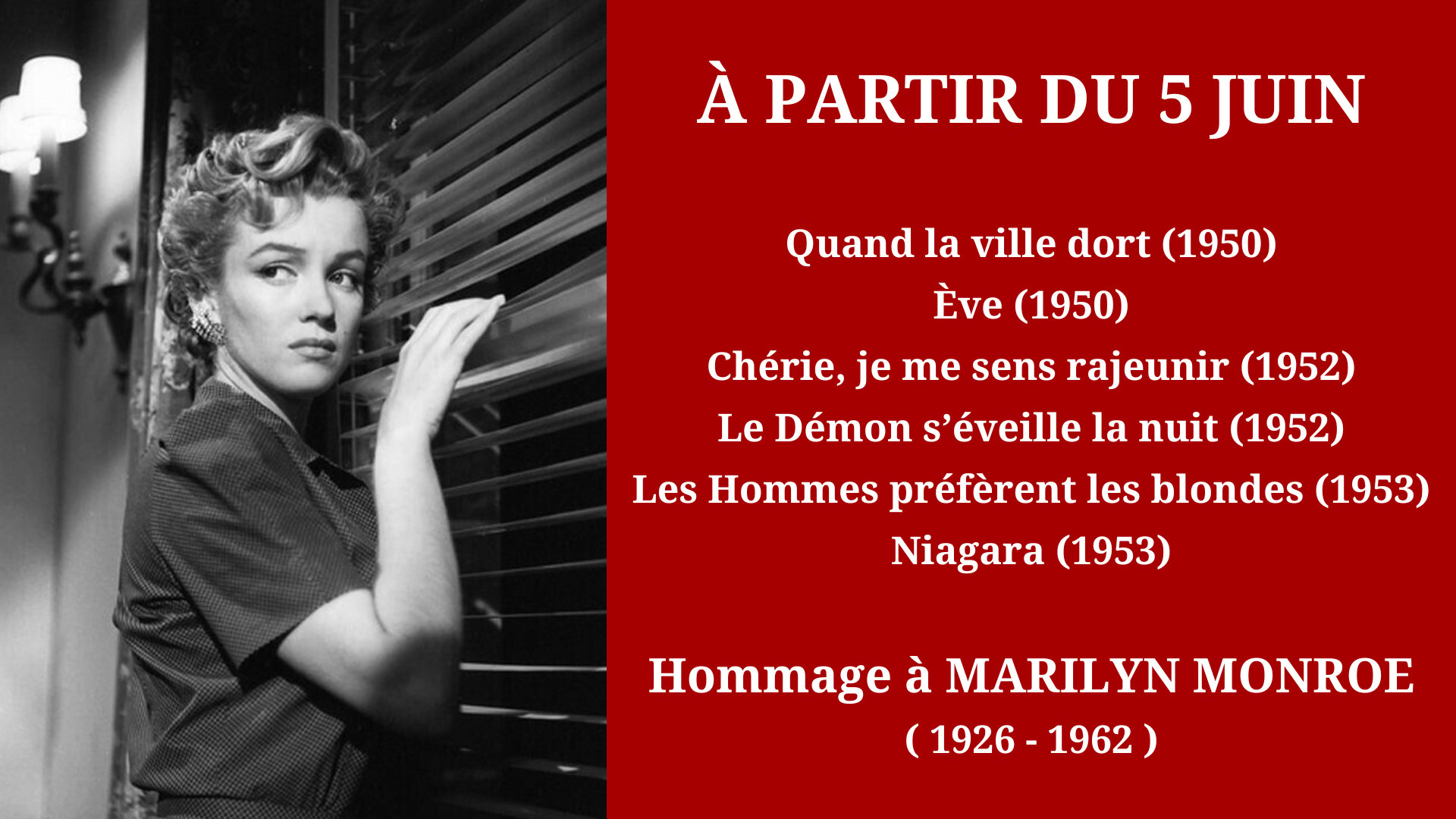 Cinéma Mac Mahon - Rétrospective hommage à Marilyn Monroe 1