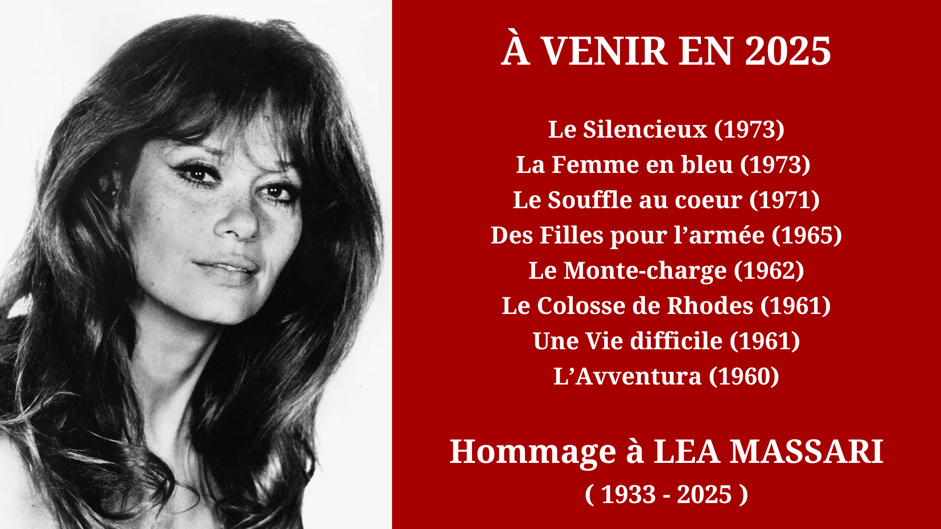 Cinéma Mac Mahon - Hommage à Lea Massari