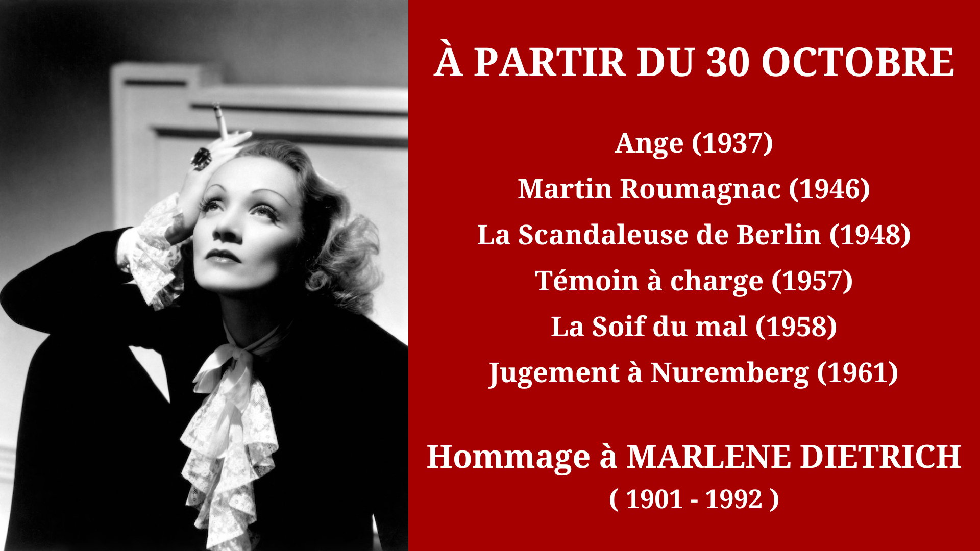 Cinéma Mac Mahon - Hommage à Marlene Dietrich 2