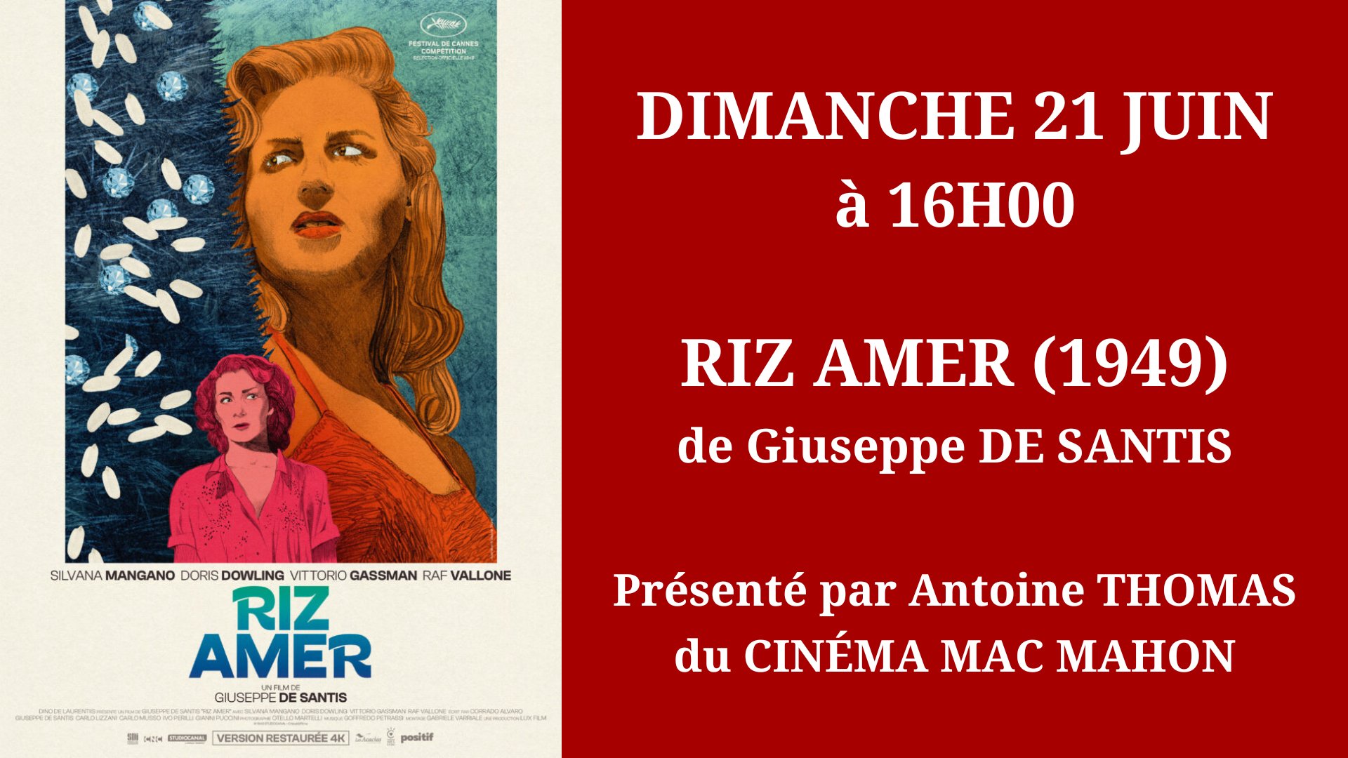 Cinéma Mac Mahon - Giuseppe De Santis - Riz Amer - Antoine Thomas